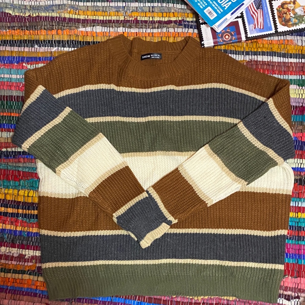 H&M Men's Multicolor Striped Crewneck Sweater